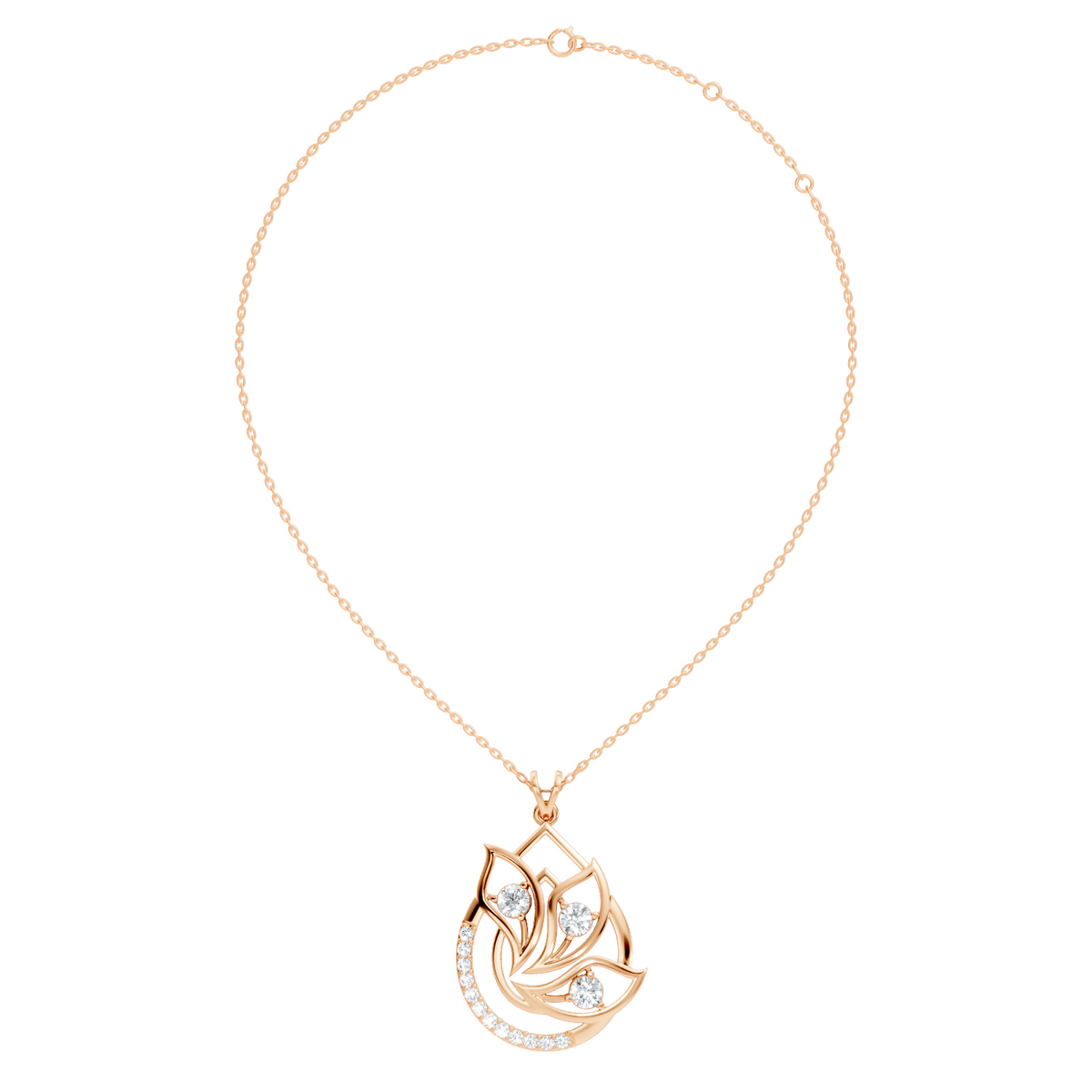 Artistic flower pendant necklace with flowing gold pattern