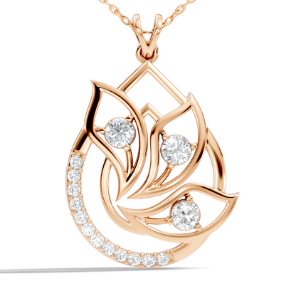Open floral pendant with round brilliant diamond accents