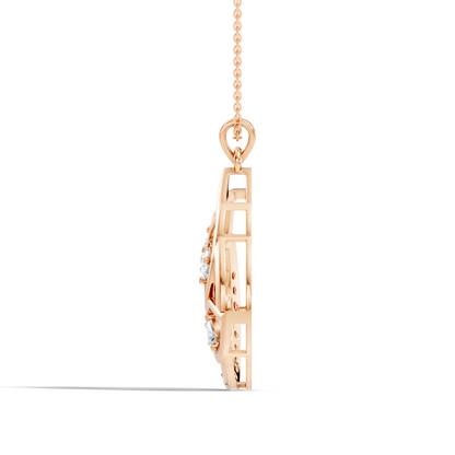 Floral swirl pendant necklace with round lab grown diamonds