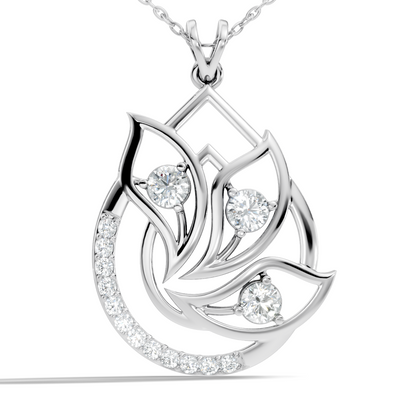 Modern floral diamond pendant in yellow gold finish