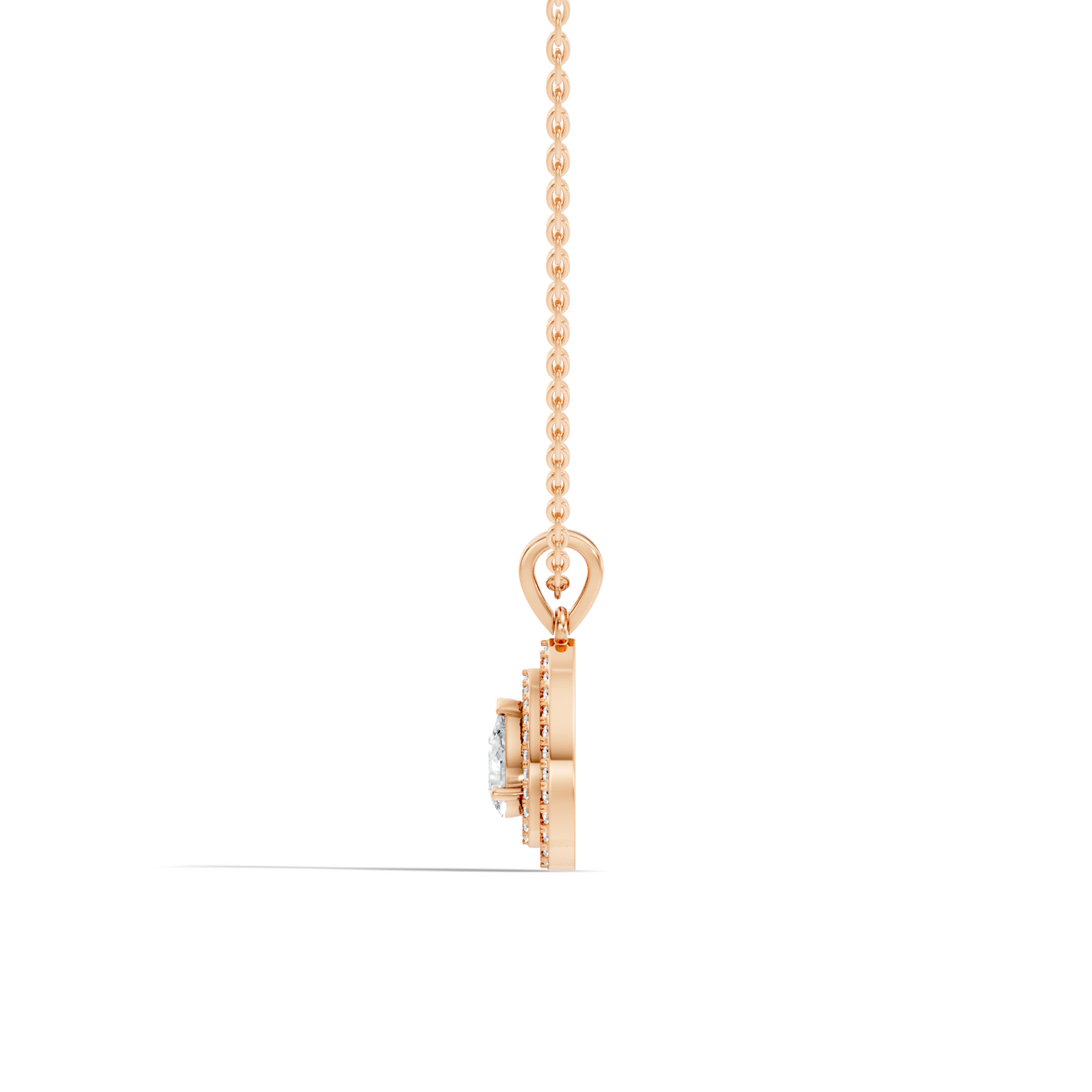 Elegant Pear Cut Lab-Grown Halo Pendant In 14K Solid Gold 0.72 CT Round Accent - HIGHCARAT DIAMONDS