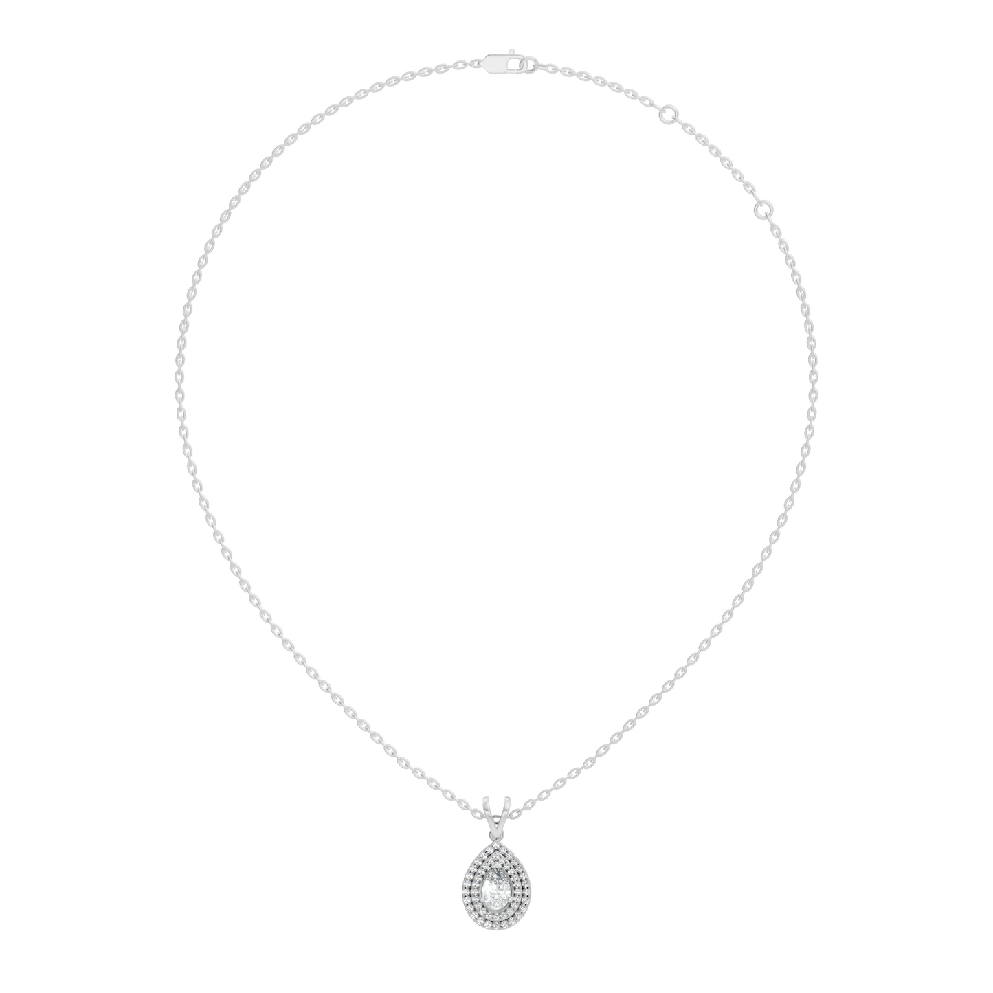Elegant Pear Cut Lab-Grown Halo Pendant In 14K Solid Gold 0.72 CT Round Accent - HIGHCARAT DIAMONDS
