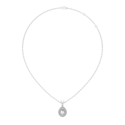 Elegant Pear Cut Lab-Grown Halo Pendant In 14K Solid Gold 0.72 CT Round Accent - HIGHCARAT DIAMONDS