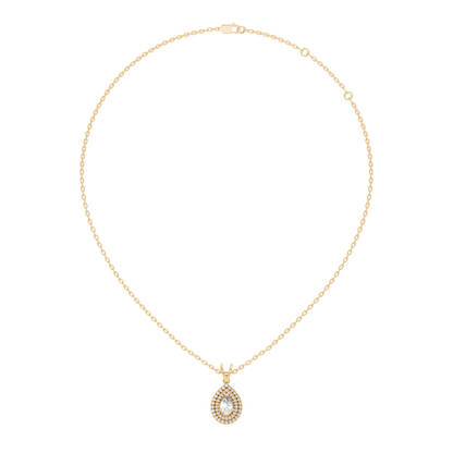 Elegant Pear Cut Lab-Grown Halo Pendant In 14K Solid Gold 0.72 CT Round Accent - HIGHCARAT DIAMONDS