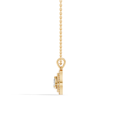 Elegant Pear Cut Lab-Grown Halo Pendant In 14K Solid Gold 0.72 CT Round Accent - HIGHCARAT DIAMONDS