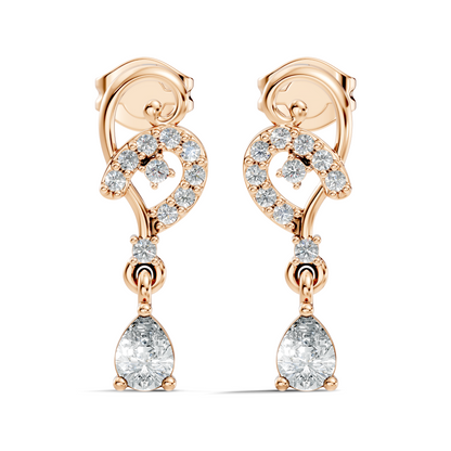 18k Solid White Gold Pear & Round Shape lab Grown Diamond Daily Wear Women Stunning Diamond Earrings - HIGHCARAT DIAMONDS