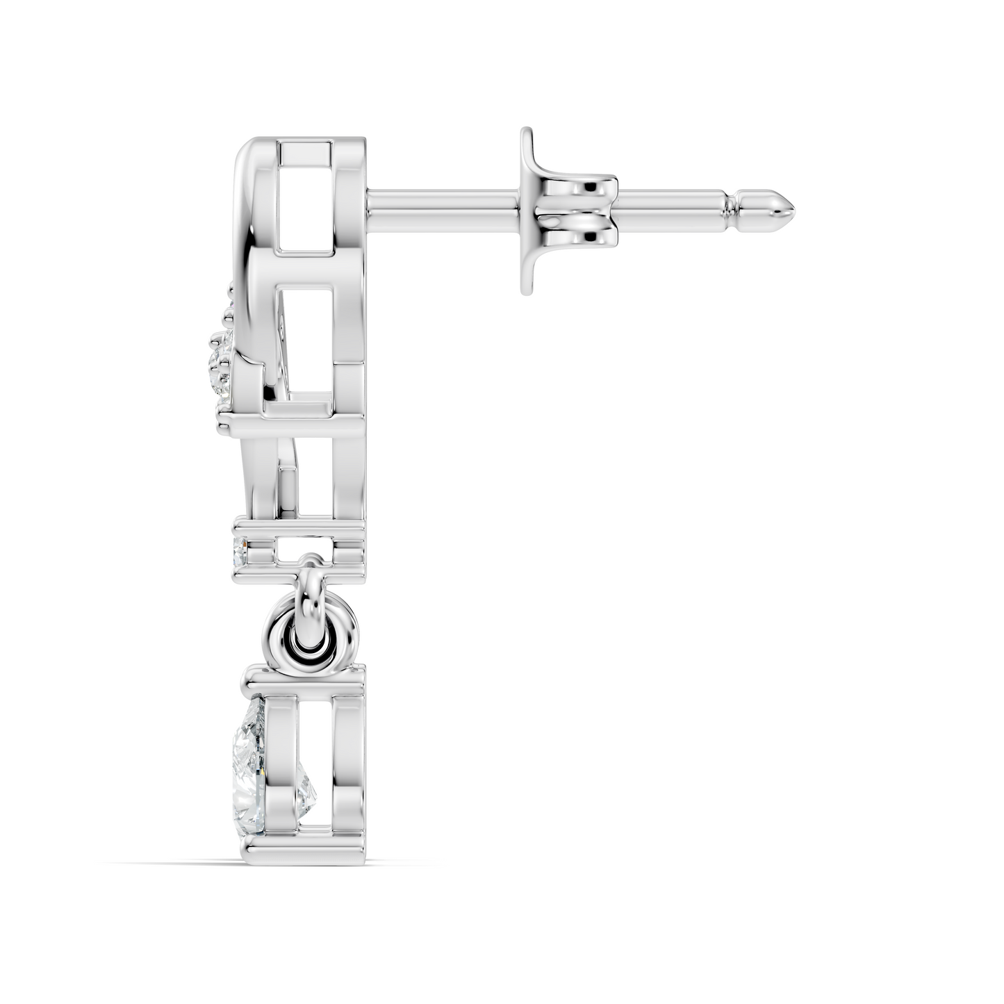 18k Solid White Gold Pear & Round Shape lab Grown Diamond Daily Wear Women Stunning Diamond Earrings - HIGHCARAT DIAMONDS
