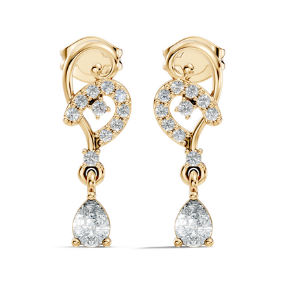 18k Solid White Gold Pear & Round Shape lab Grown Diamond Daily Wear Women Stunning Diamond Earrings - HIGHCARAT DIAMONDS