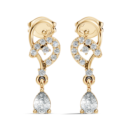 18k Solid White Gold Pear & Round Shape lab Grown Diamond Daily Wear Women Stunning Diamond Earrings - HIGHCARAT DIAMONDS