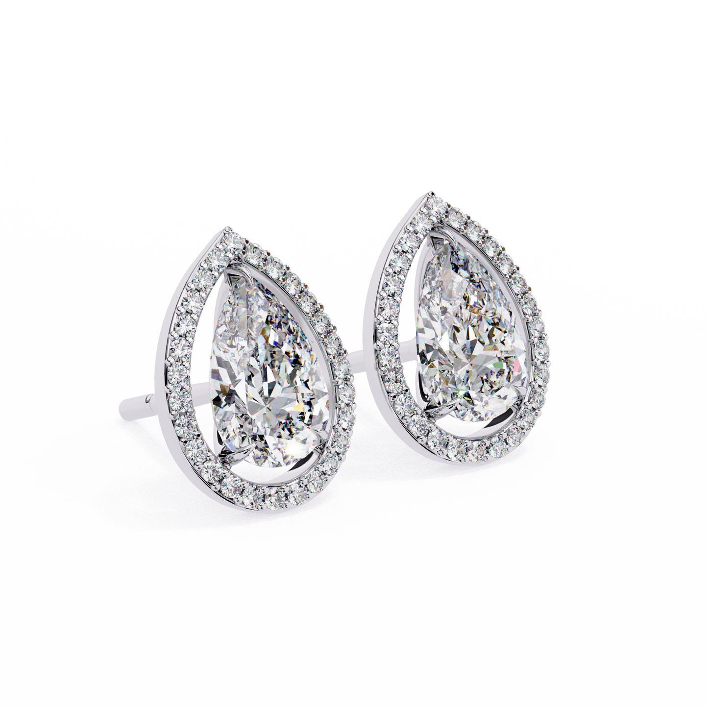 Pear And Round Cut Top Grade Lab Grown Diamond Elegant Antique Vintage Minimal Stud Earring For Women's - HIGHCARAT DIAMONDS