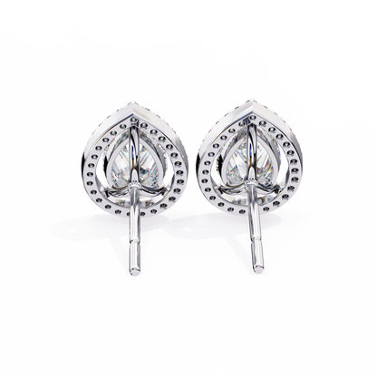 Pear And Round Cut Top Grade Lab Grown Diamond Elegant Antique Vintage Minimal Stud Earring For Women's - HIGHCARAT DIAMONDS