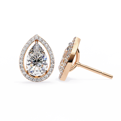 Pear And Round Cut Top Grade Lab Grown Diamond Elegant Antique Vintage Minimal Stud Earring For Women's - HIGHCARAT DIAMONDS