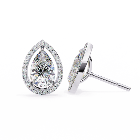 Pear And Round Cut Top Grade Lab Grown Diamond Elegant Antique Vintage Minimal Stud Earring For Women's - HIGHCARAT DIAMONDS
