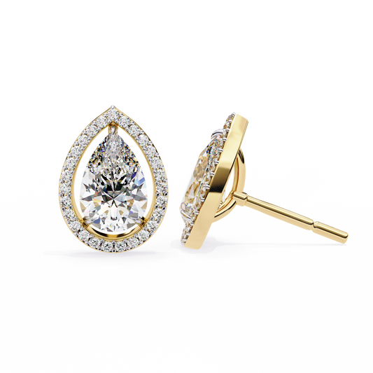 Pear And Round Cut Top Grade Lab Grown Diamond Elegant Antique Vintage Minimal Stud Earring For Women's - HIGHCARAT DIAMONDS