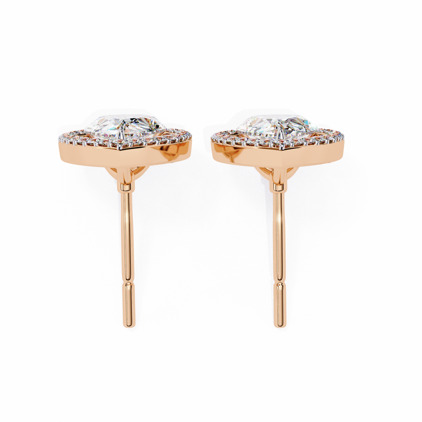 Pear And Round Cut Top Grade Lab Grown Diamond Elegant Antique Vintage Minimal Stud Earring For Women's - HIGHCARAT DIAMONDS