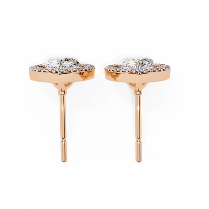 Pear And Round Cut Top Grade Lab Grown Diamond Elegant Antique Vintage Minimal Stud Earring For Women's - HIGHCARAT DIAMONDS