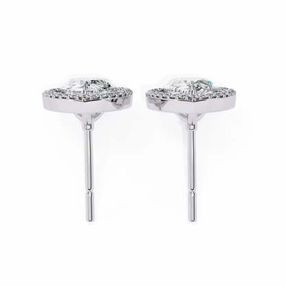 Pear And Round Cut Top Grade Lab Grown Diamond Elegant Antique Vintage Minimal Stud Earring For Women's - HIGHCARAT DIAMONDS