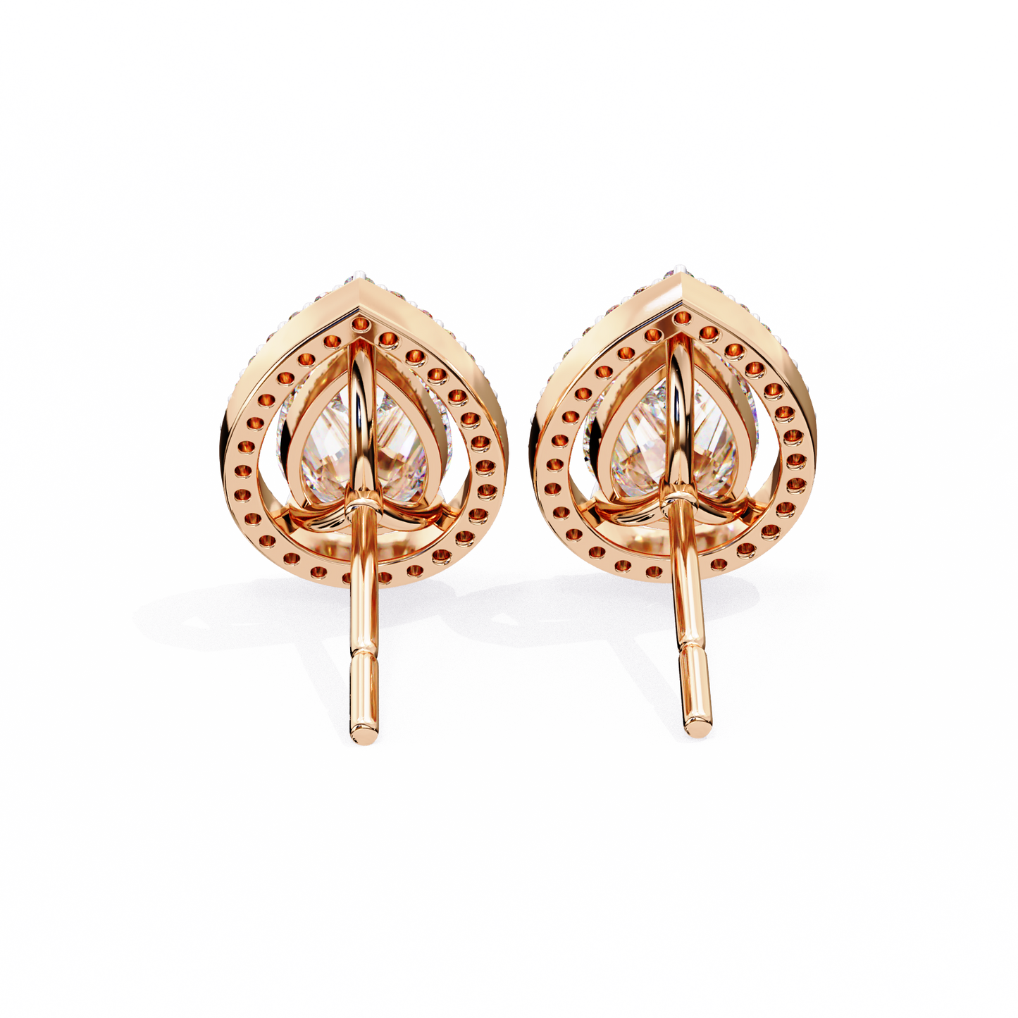 Pear And Round Cut Top Grade Lab Grown Diamond Elegant Antique Vintage Minimal Stud Earring For Women's - HIGHCARAT DIAMONDS