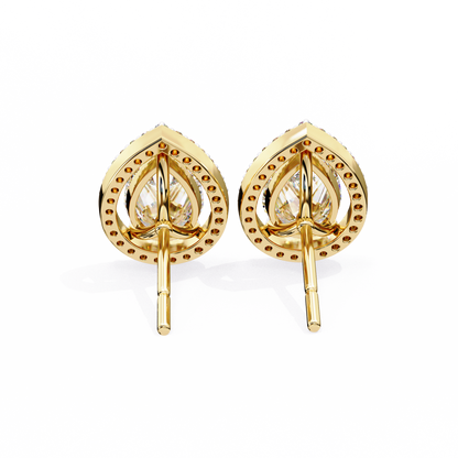 Pear And Round Cut Top Grade Lab Grown Diamond Elegant Antique Vintage Minimal Stud Earring For Women's - HIGHCARAT DIAMONDS