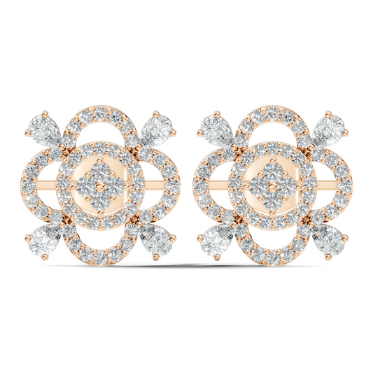 Pear & Round Shape Lab Grown Diamond 10k Solid Gold Earrings Daily Wear For Women - HIGHCARAT DIAMONDS