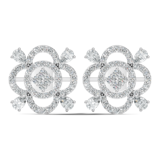 Pear & Round Shape Lab Grown Diamond 10k Solid Gold Earrings Daily Wear For Women - HIGHCARAT DIAMONDS