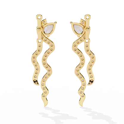 Pear And Round Cut White Colorless Daimond Antique Delicate Classic Handcrafted Party Wear Drop Earring For Her - HIGHCARAT DIAMONDS