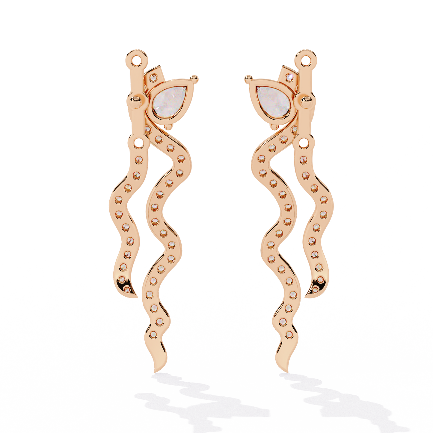 Pear And Round Cut White Colorless Daimond Antique Delicate Classic Handcrafted Party Wear Drop Earring For Her - HIGHCARAT DIAMONDS