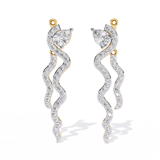 Pear And Round Cut White Colorless Daimond Antique Delicate Classic Handcrafted Party Wear Drop Earring For Her - HIGHCARAT DIAMONDS