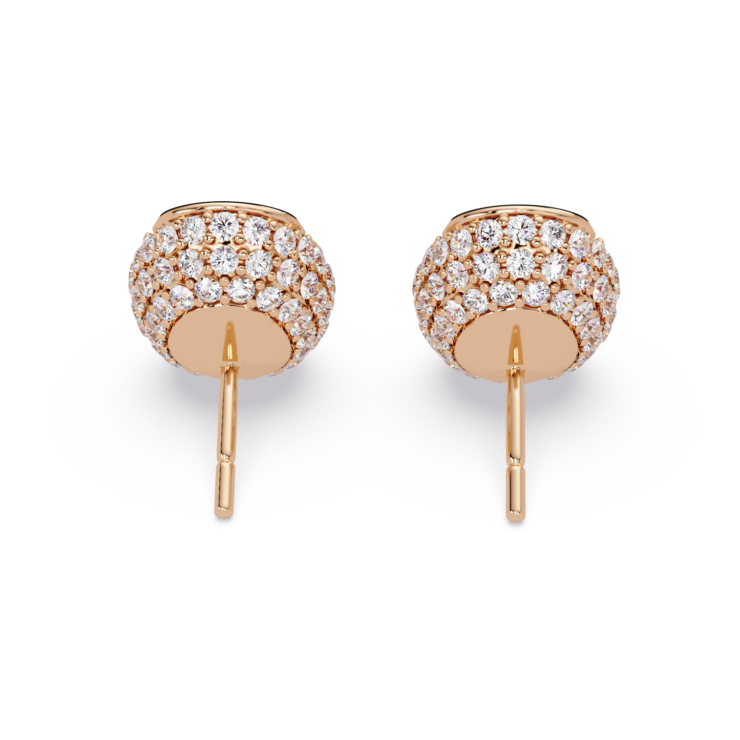 Pear & Round Lab Grown Diamond Stud Pave Set Earrings - HIGHCARAT DIAMONDS
