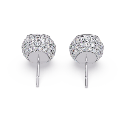 Pear & Round Lab Grown Diamond Stud Pave Set Earrings - HIGHCARAT DIAMONDS