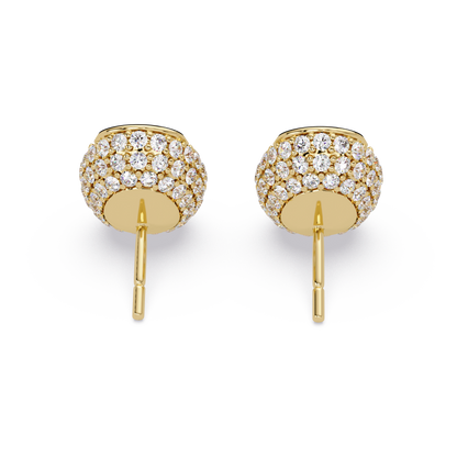 Pear & Round Lab Grown Diamond Stud Pave Set Earrings - HIGHCARAT DIAMONDS