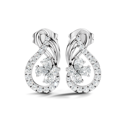 Pear and Round Lab Grown & Natural Diamond Vintage Delicate Prong Set Wedding Stud Earring For Her - HIGHCARAT DIAMONDS