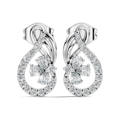 Pear and Round Lab Grown & Natural Diamond Vintage Delicate Prong Set Wedding Stud Earring For Her - HIGHCARAT DIAMONDS