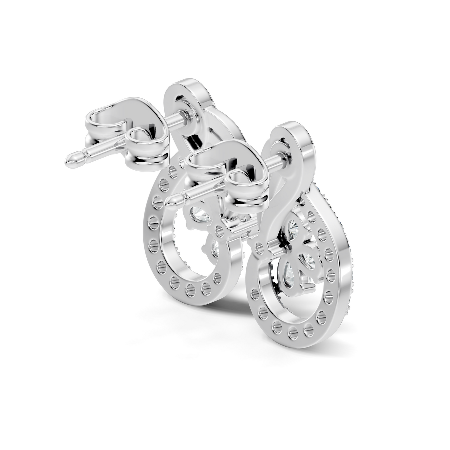 Pear and Round Lab Grown & Natural Diamond Vintage Delicate Prong Set Wedding Stud Earring For Her - HIGHCARAT DIAMONDS
