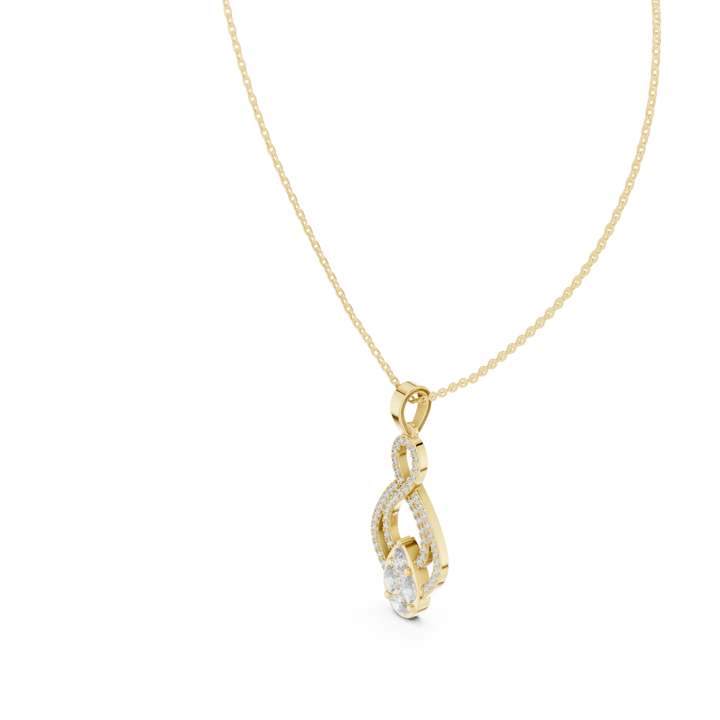 Pear, Round, & Marquise Drop Vintage Elegance Diamond Pendant For Women Daily Wear