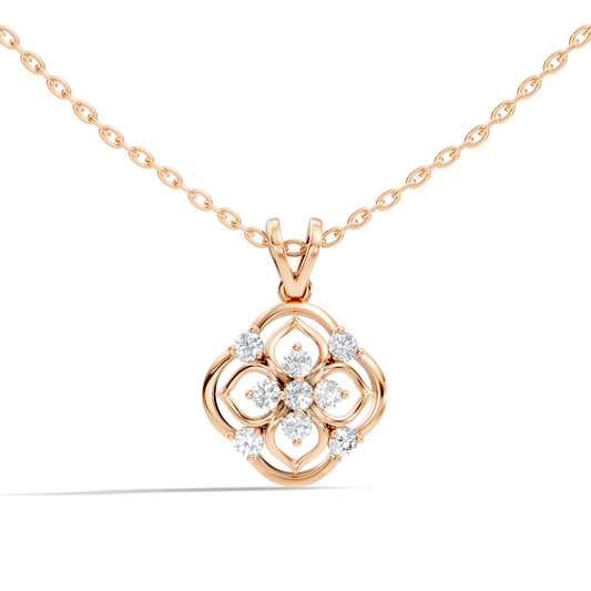 Ecofriendly Gift For Her Vintage Round Cut Diamond Pendant in 14K Gold - HIGHCARAT DIAMONDS