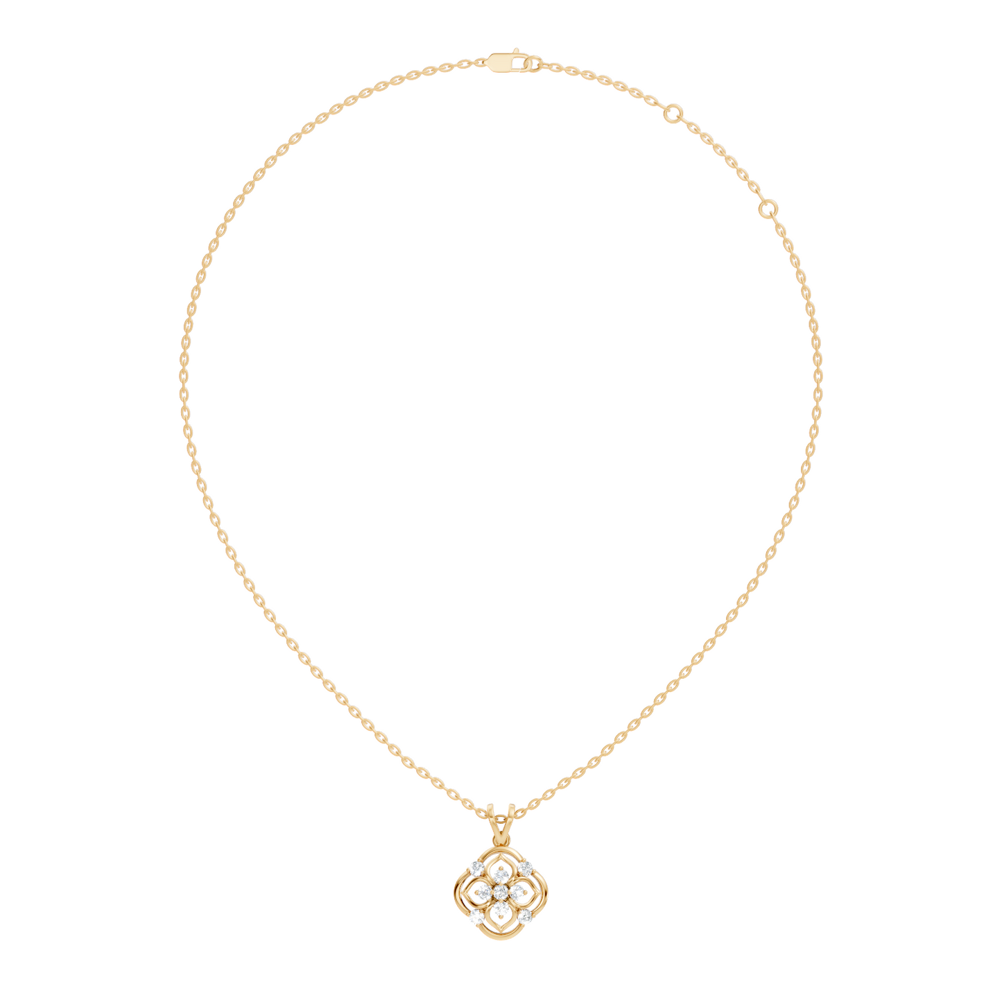 Ecofriendly Gift For Her Vintage Round Cut Diamond Pendant in 14K Gold - HIGHCARAT DIAMONDS