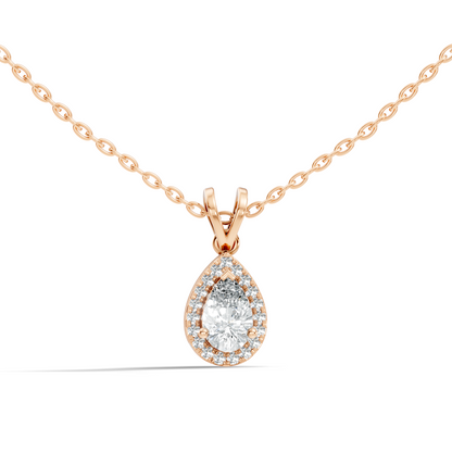 Vintage 14K White Gold Diamond Pendant 0.87 CT Lab-Grown Pear & Round Diamonds Jewelry - HIGHCARAT DIAMONDS