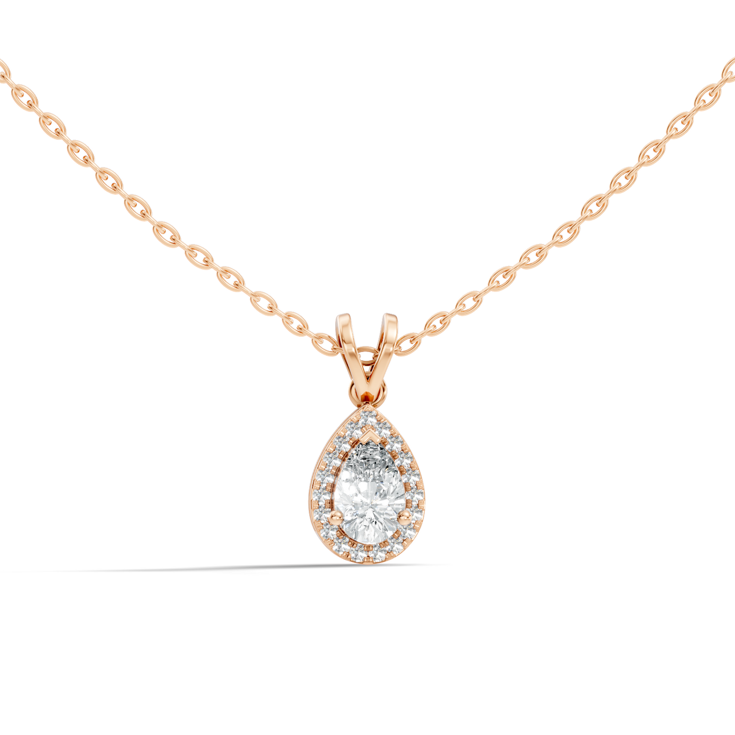 Vintage 14K White Gold Diamond Pendant 0.87 CT Lab-Grown Pear & Round Diamonds Jewelry - HIGHCARAT DIAMONDS