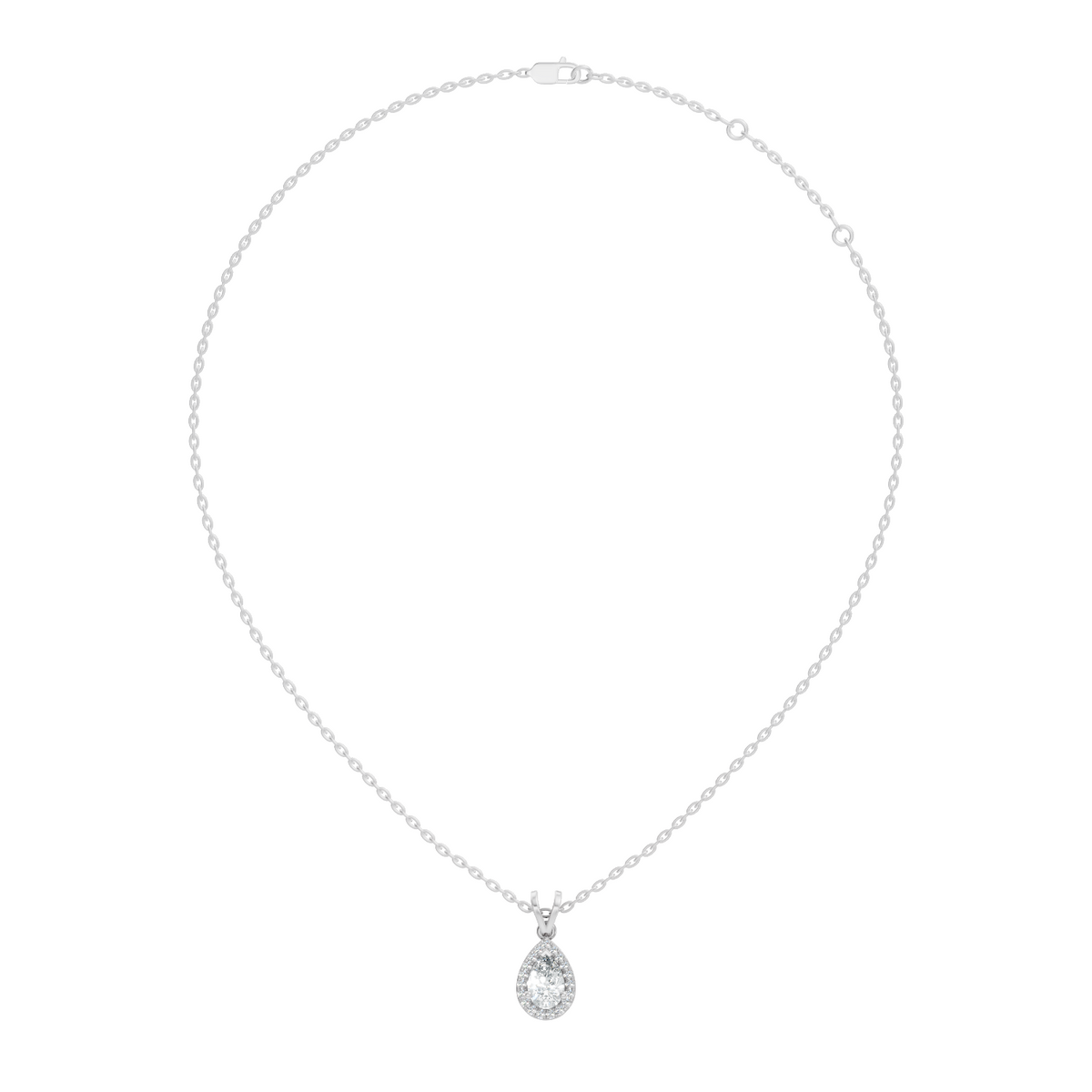 Vintage 14K White Gold Diamond Pendant 0.87 CT Lab-Grown Pear & Round Diamonds Jewelry - HIGHCARAT DIAMONDS