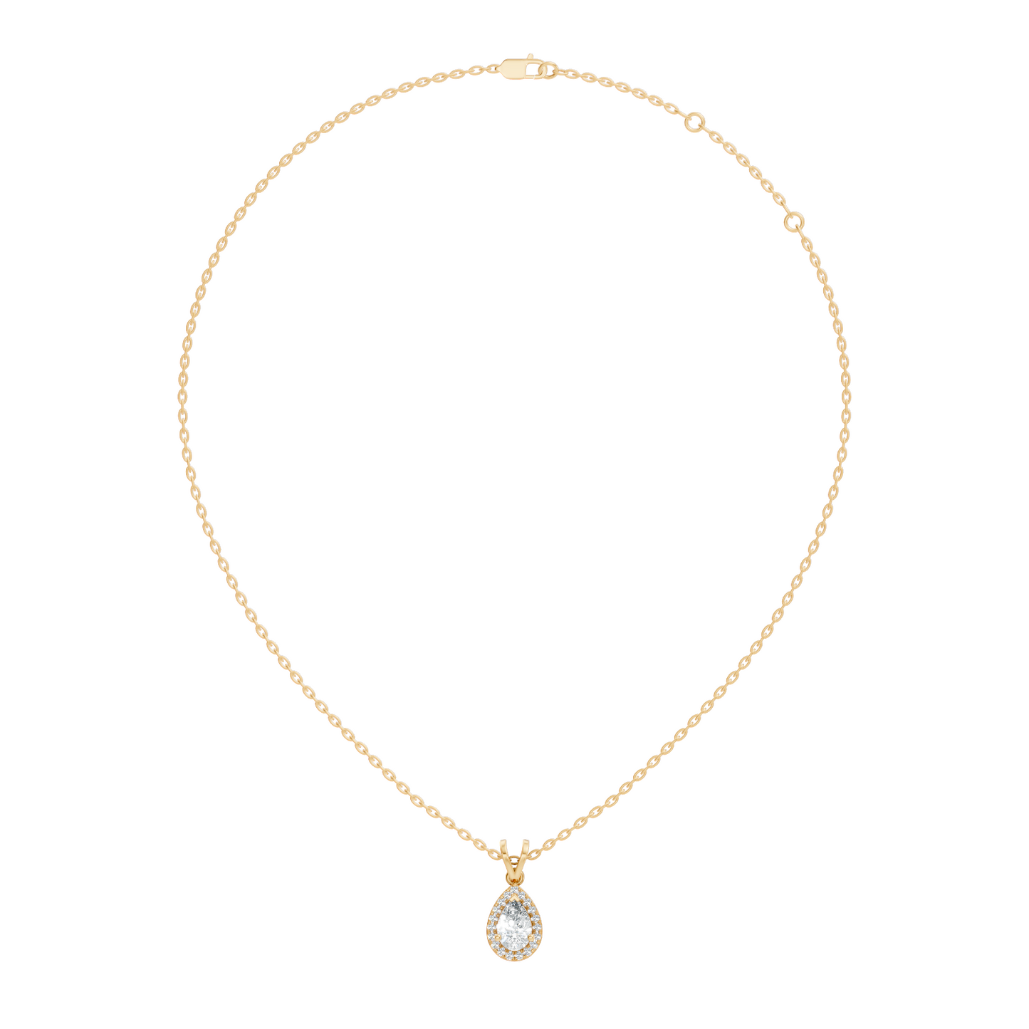 Vintage 14K White Gold Diamond Pendant 0.87 CT Lab-Grown Pear & Round Diamonds Jewelry - HIGHCARAT DIAMONDS