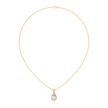 Vintage 14K White Gold Diamond Pendant 0.87 CT Lab-Grown Pear & Round Diamonds Jewelry - HIGHCARAT DIAMONDS