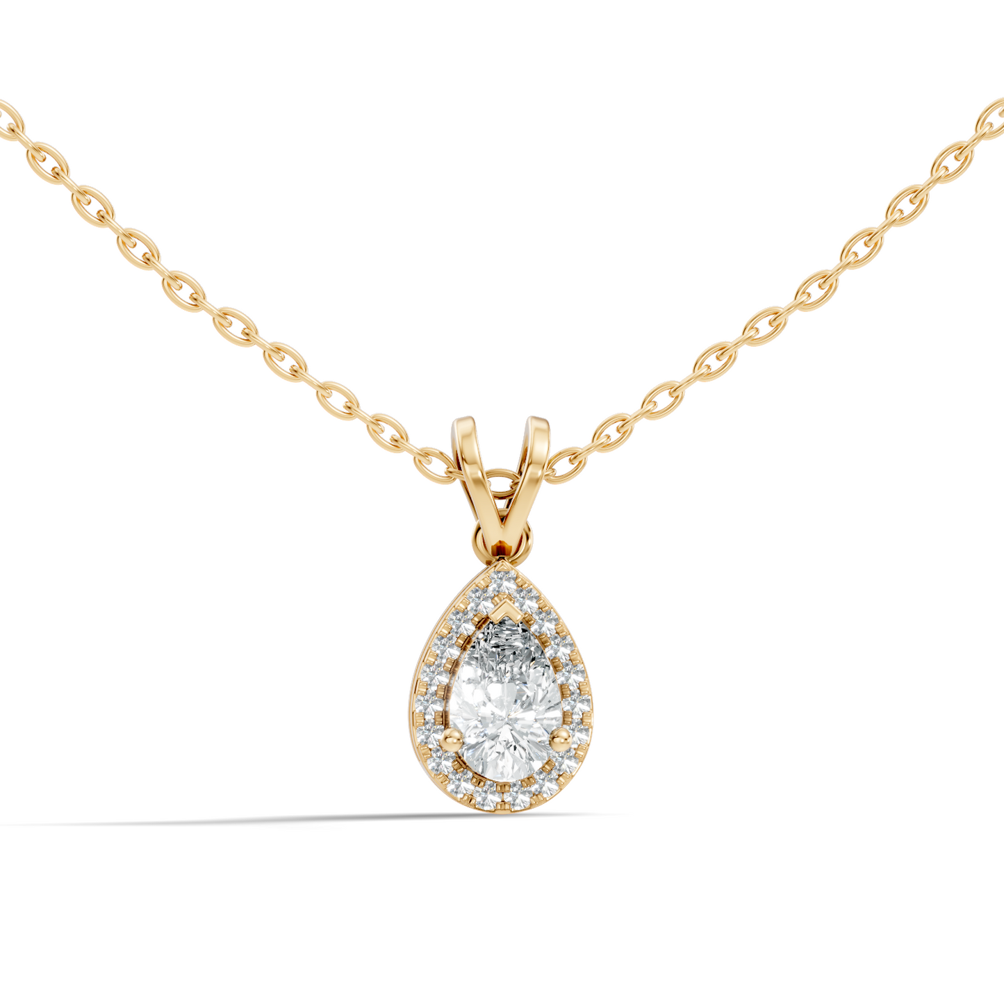 Vintage 14K White Gold Diamond Pendant 0.87 CT Lab-Grown Pear & Round Diamonds Jewelry - HIGHCARAT DIAMONDS