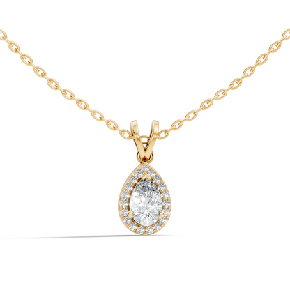 Vintage 14K White Gold Diamond Pendant 0.87 CT Lab-Grown Pear & Round Diamonds Jewelry - HIGHCARAT DIAMONDS