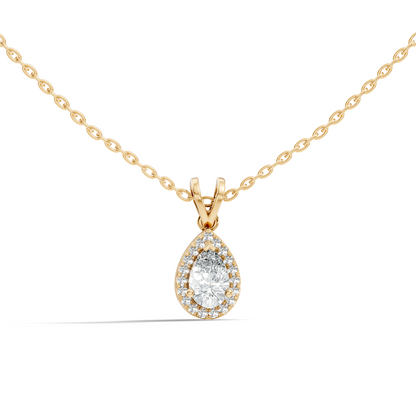 Vintage 14K White Gold Diamond Pendant 0.87 CT Lab-Grown Pear & Round Diamonds Jewelry - HIGHCARAT DIAMONDS