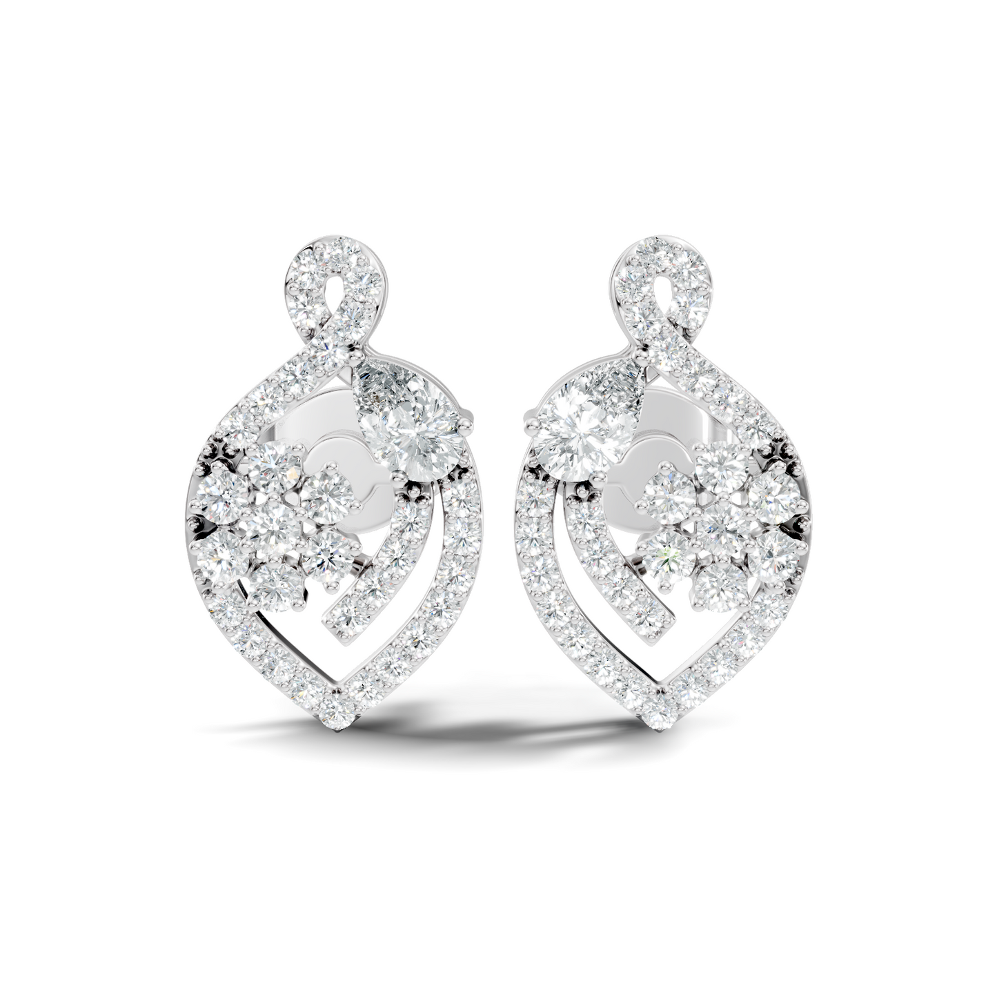 Pear & Round Shape 14k Solid Gold  Lab Grown- Natural Diamond Earrings For Daily wear For Women