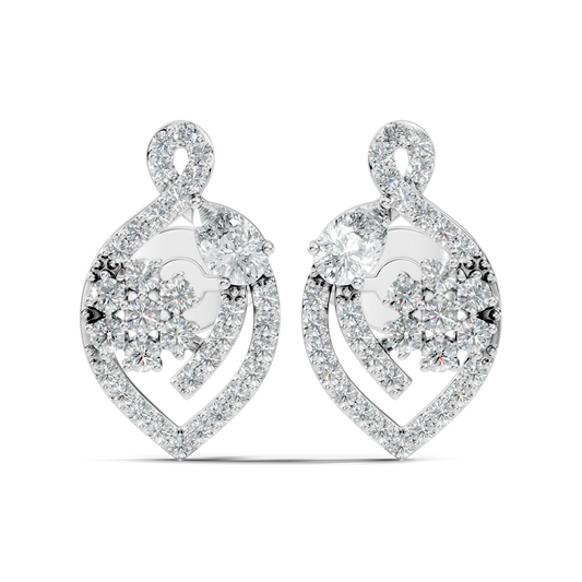 Pear & Round Shape 14k Solid Gold  Lab Grown- Natural Diamond Earrings For Daily wear For Women