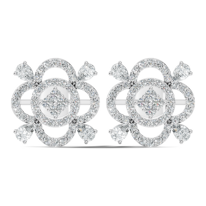 Pear & Round Shape Lab Grown Diamond 10k Solid Gold Earrings Daily Wear For Women