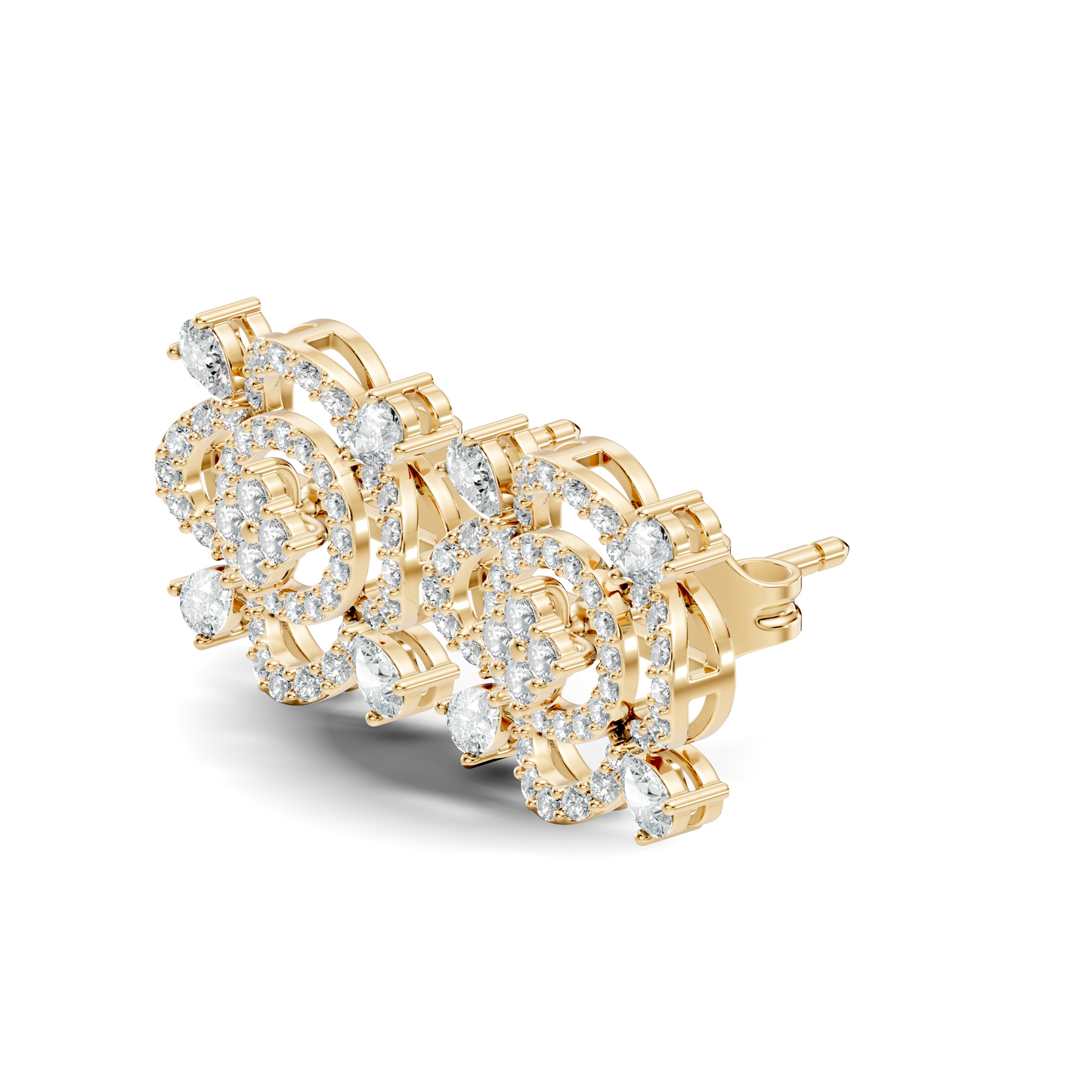 Pear & Round Shape Lab Grown Diamond 10k Solid Gold Earrings Daily Wear For Women