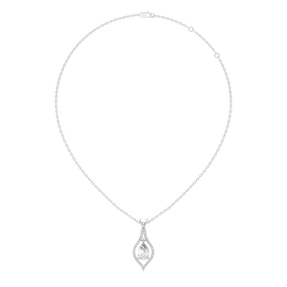 Pear & Round Shape Lab Grown Diamond 10k Solid Rose Gold Elegance Sparkle Diamond Pendant For You